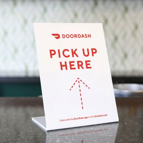 Pick Up Here Sign From Doordash